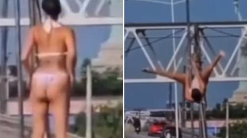 Dançarinas seminuas param trânsito na BR-101 em Natal com performance de pole dance