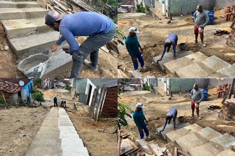 Ibirataia: Prefeitura avança na construção da Escadaria das Pedreiras no bairro Robson Marques Fair