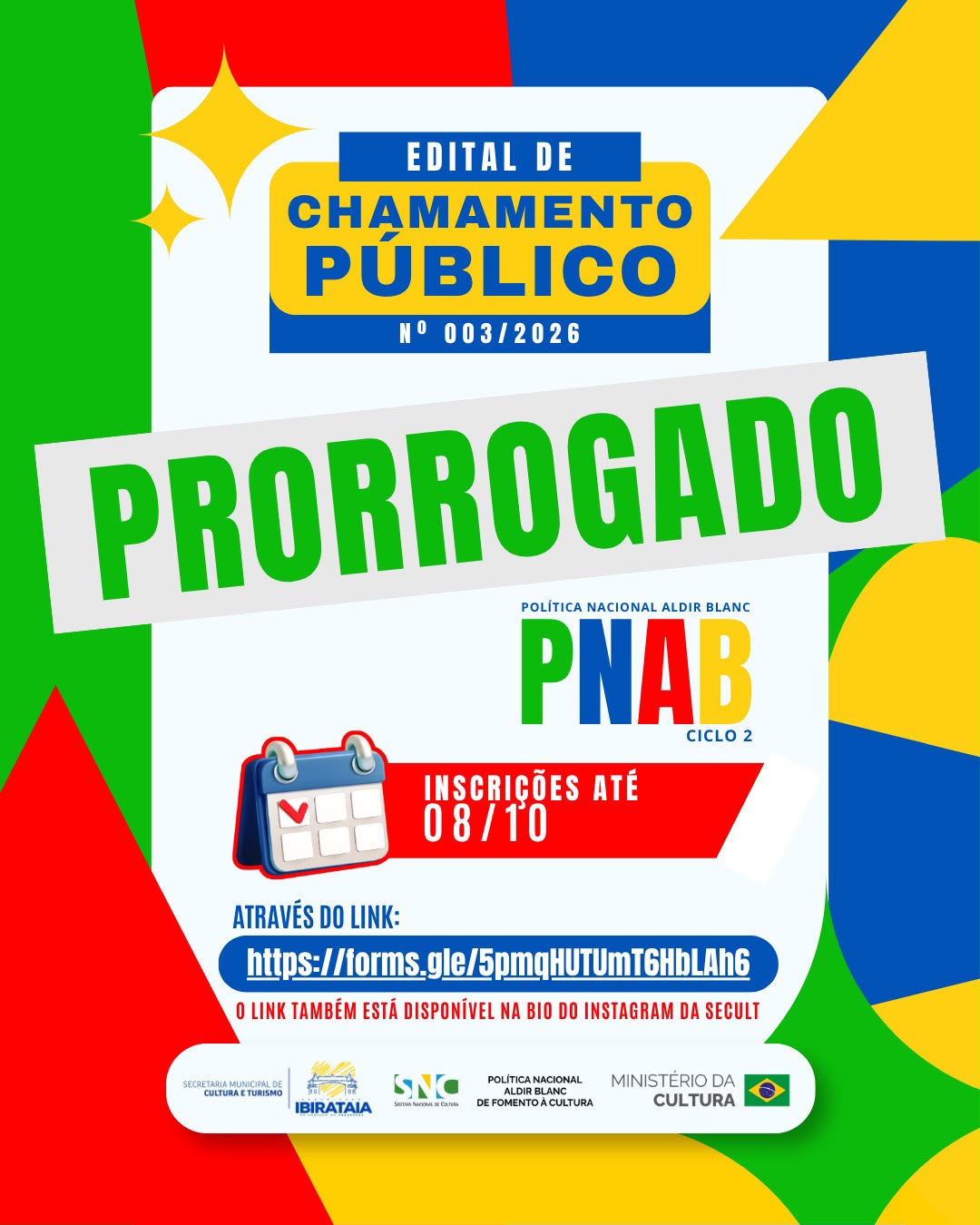 Ibirataia: Edital de Chamamento Público nº 003/2026 tem inscrições prorrogadas