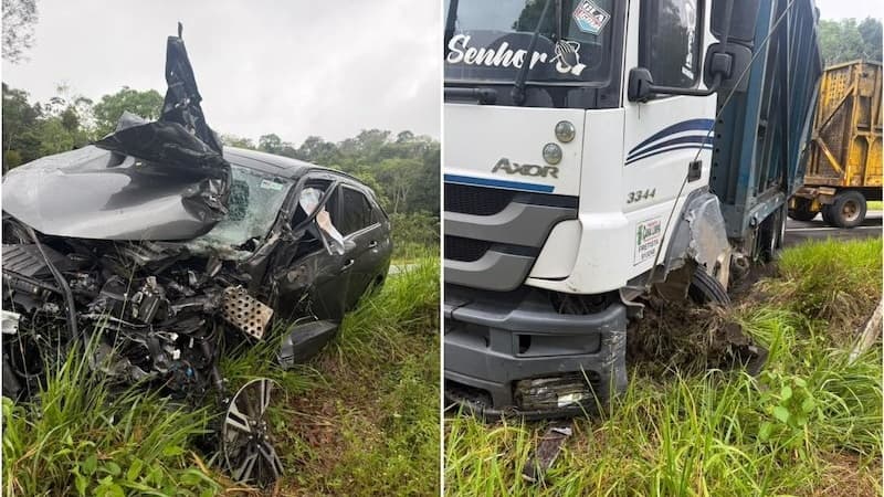 Vice-prefeito de Itagibá fica ferido após acidente com carreta na BR-101